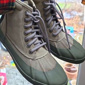 ☆ LL Bean Bar Harbor Nubuck Leather Lace up Sneaker Duck Boots Gray NWT Sz: 8